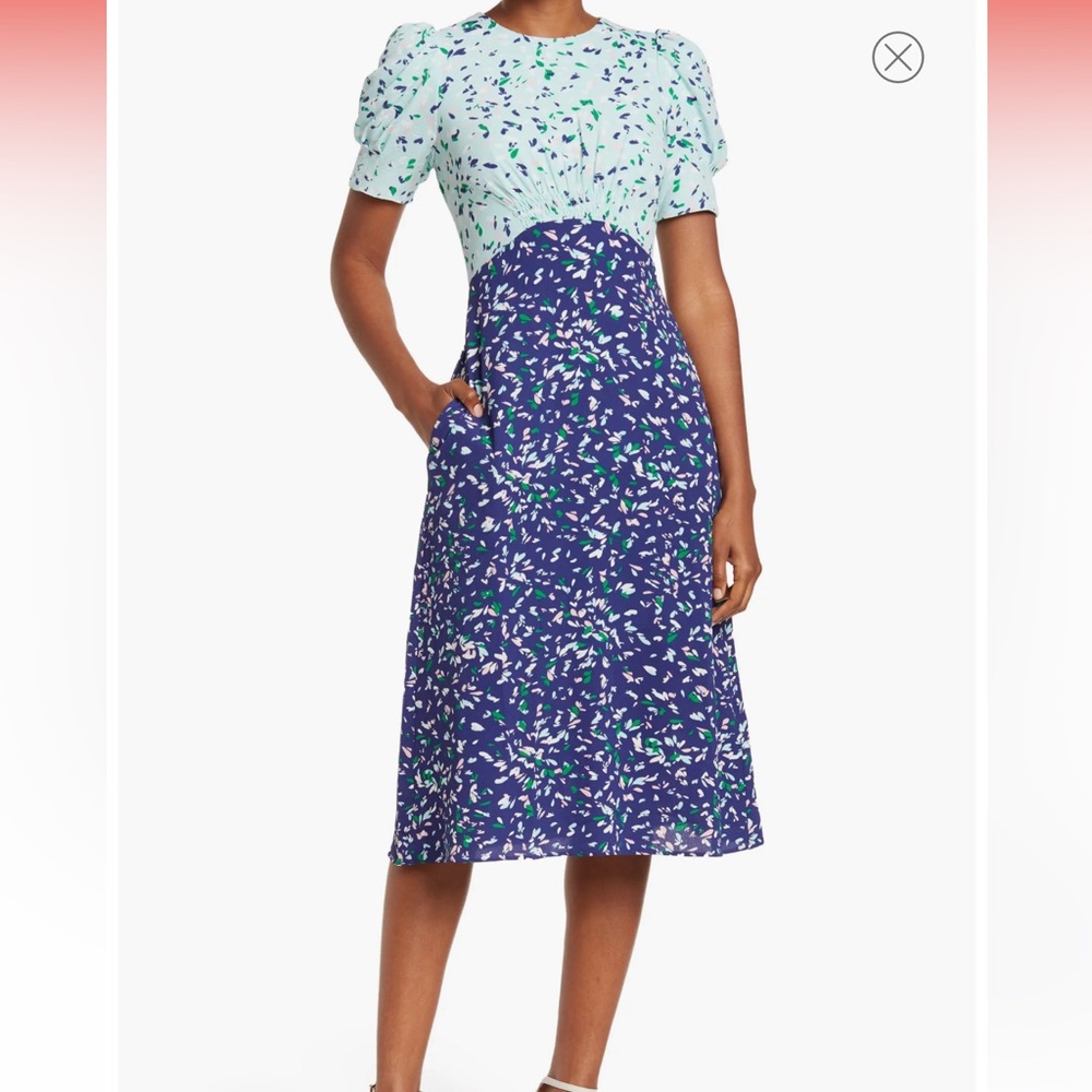 Vince Camuto size 8 fits like a Medium. Never worn. Floral midi dress. W pockets